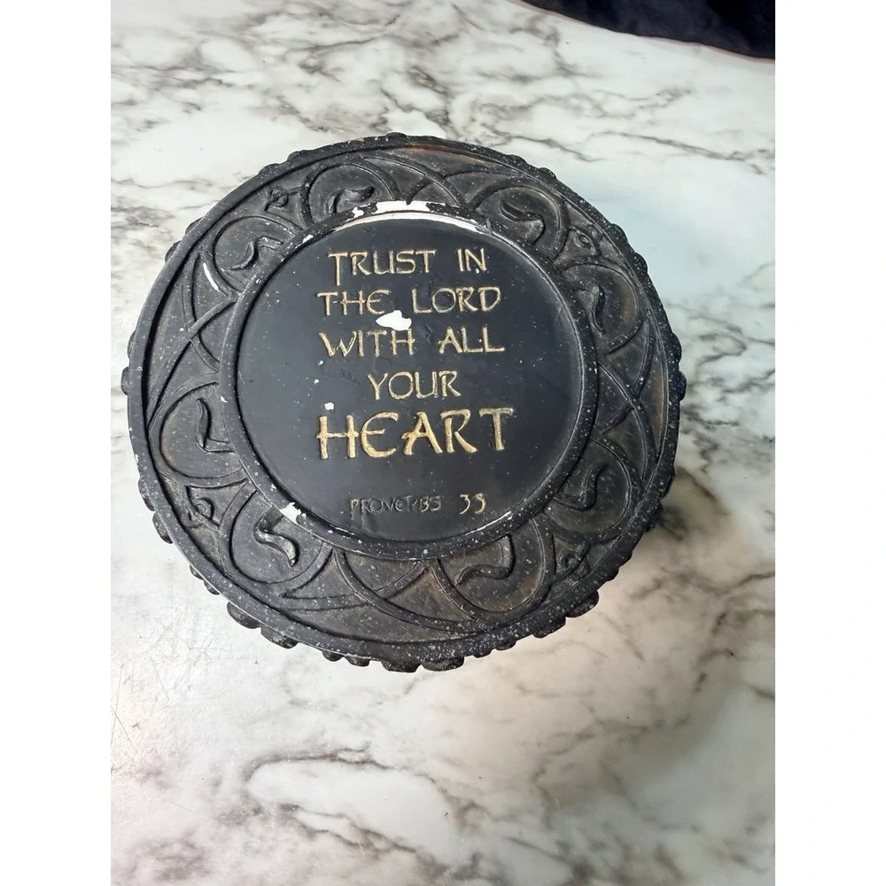Trinket Box Proverbs 3:5 TRUST IN THE LORD~Resin Trinket Box‎ Black (2857)